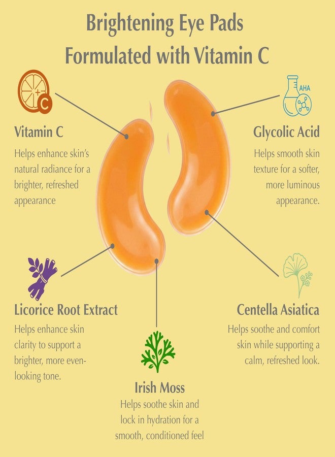 SpaScriptions Brightening Hydrogel Under Eye Patches - Vitamin C & Glycolic Acid Eye Masks for Dark Circles, Puffiness & Wrinkles, Hydrating Gel Eye Pads for Refreshing Daily Skin Care, 24 Pairs - Image 2